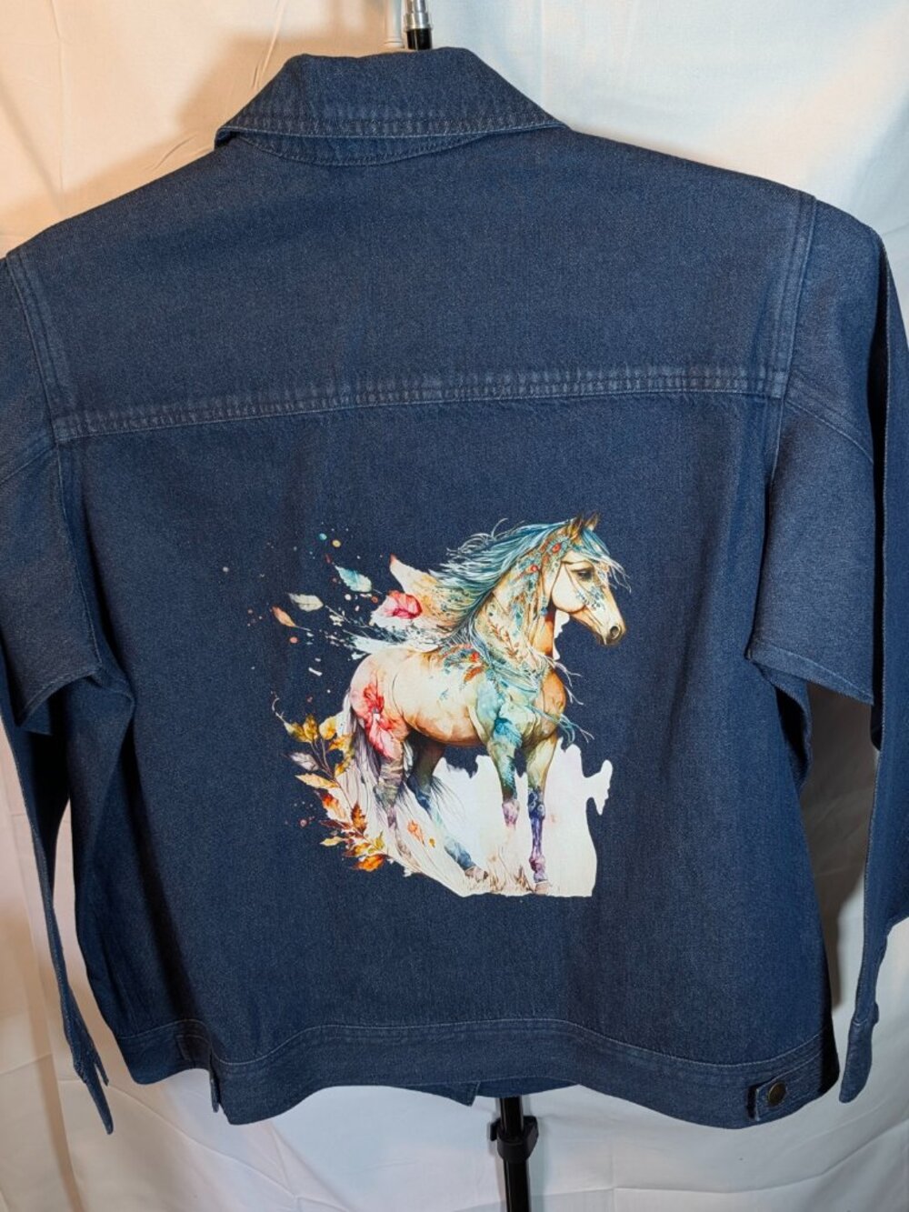 Bridgewater Studio Denim Jacket Women's 16W~Spirit Horse Native American